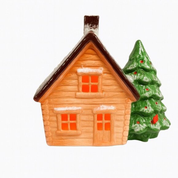 Lighted Christmas Village Mountain House Cabin Tree Marcia Ceramics Inspirations - Picture 1 of 16